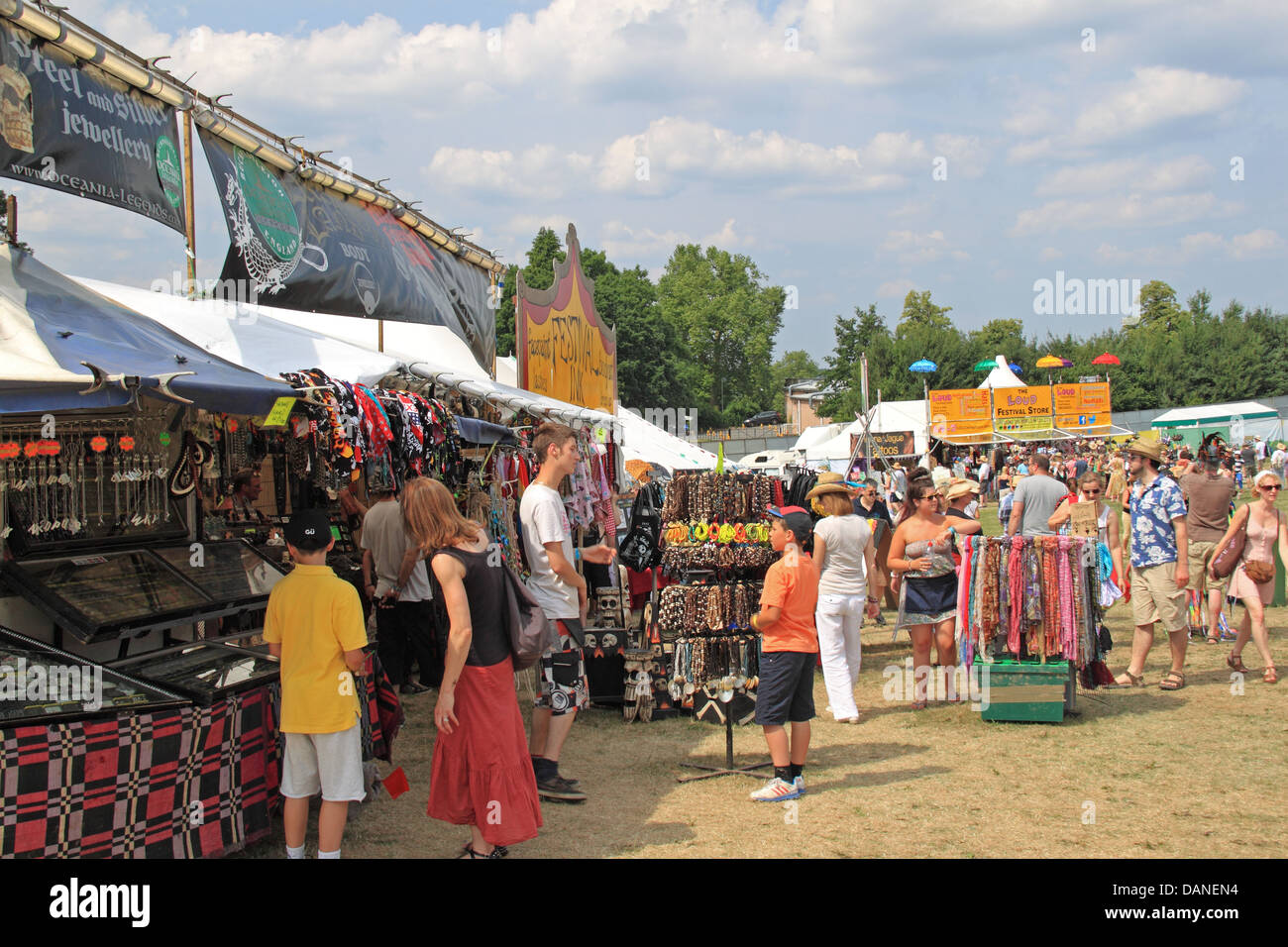 Stalls at Summer Magic Live music festival, Stoke Park, Guildford