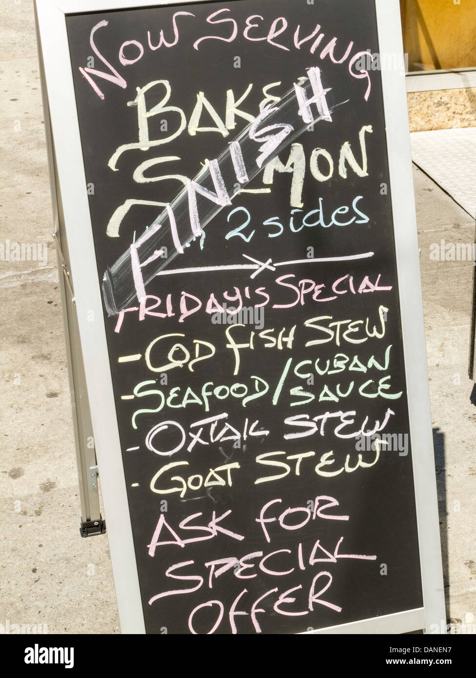 Sidewalk Menu Handwritten Chalkboard, NYC Stock Photo Alamy