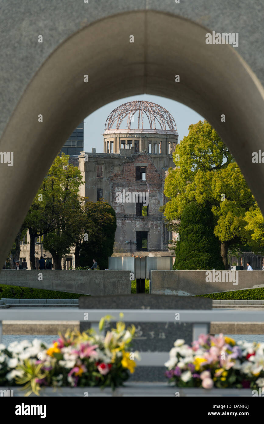 The Cenotaph in Hiroshima Peace Memorial Park, Japan Stock Photo