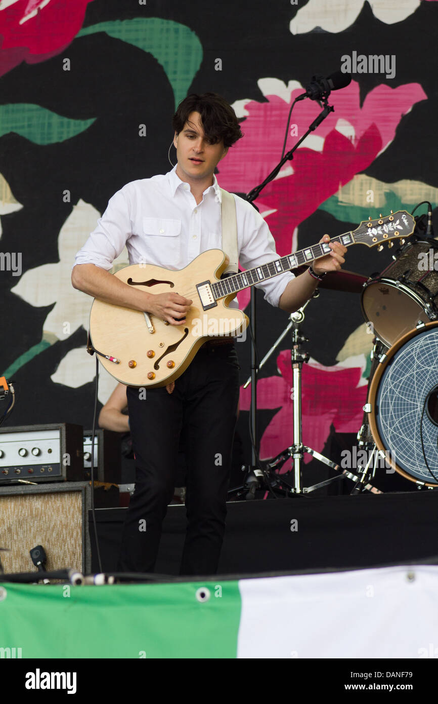 Vampire Weekend performing at the Glastonbury Festival 2013. Stock Photo