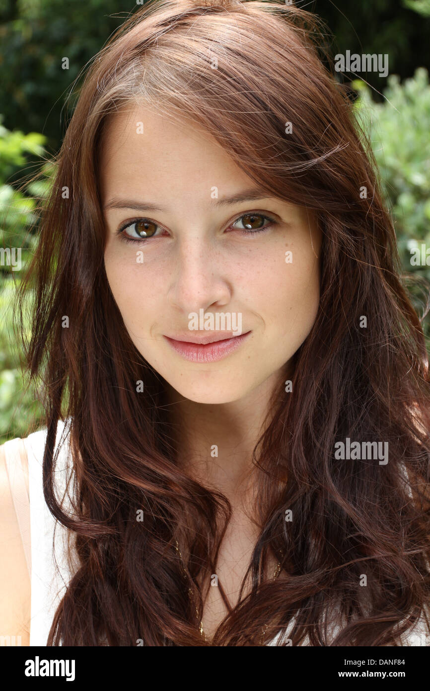 Pretty young girl without makeup in natural light Stock Photo