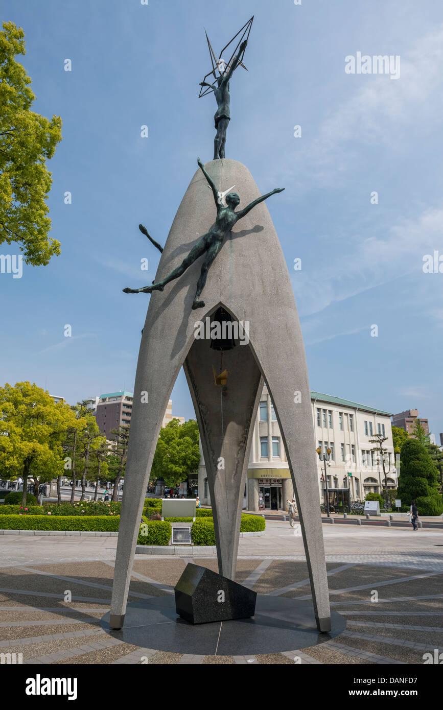 Children's Peace Monument in Hiroshima Peace Memorial Park, Japan Stock