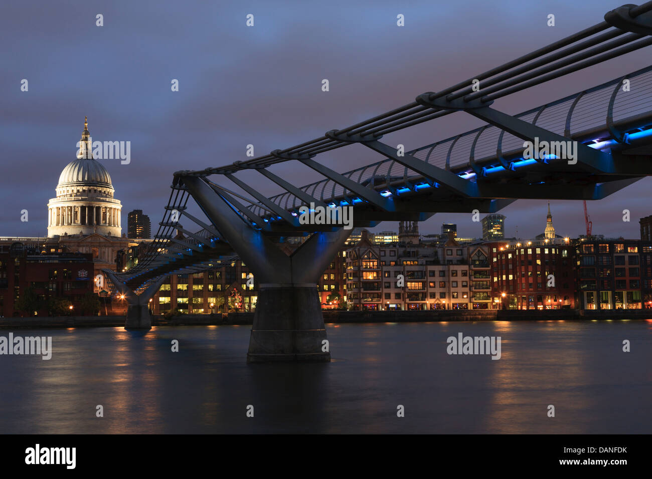 The Millennium Bridge, officially known as the London Millennium Footbridge, St Pauls Cathedral, London, UK Stock Photo