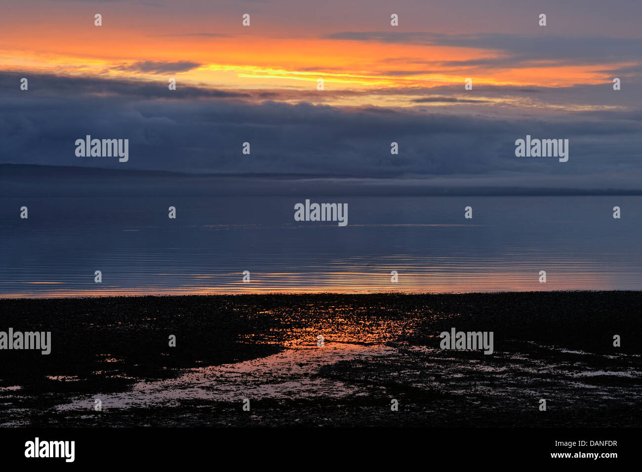 Skideagte Inlet and Shingle Bay at sunset Haida Gwaii Queen Charlotte Islands- Sandspit British Columbia Canada Stock Photo