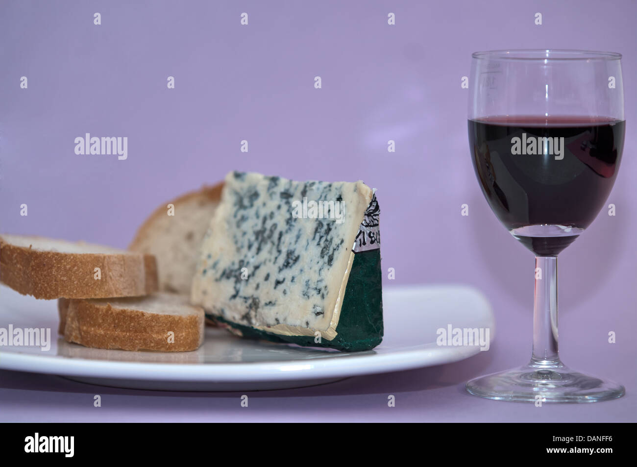 Red wine, cheese and bread Stock Photo Alamy