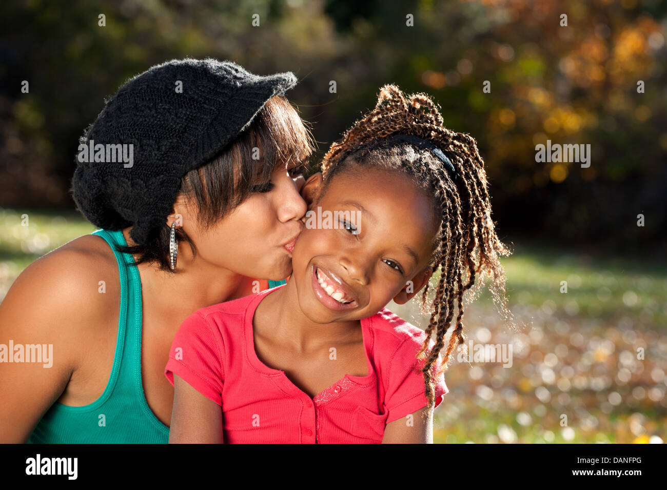 Happy African American mother and child having fun Stock Photo