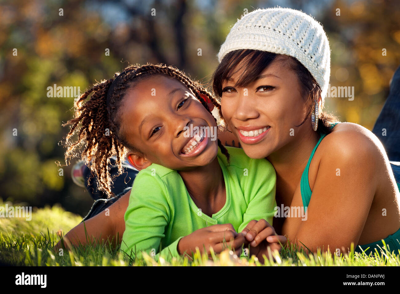 African American mother and child having fun Stock Photo