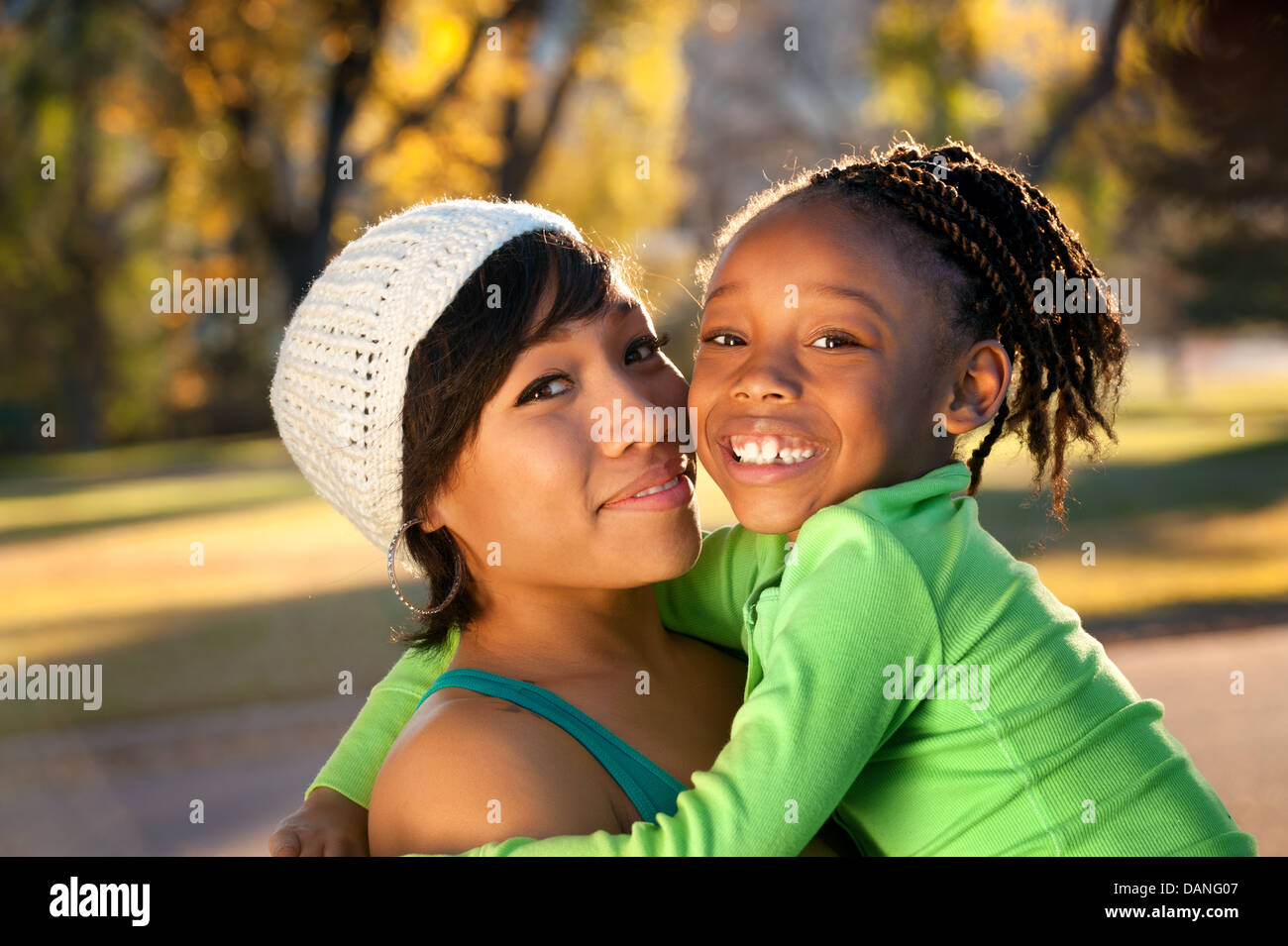 African American mother and child having fun Stock Photo