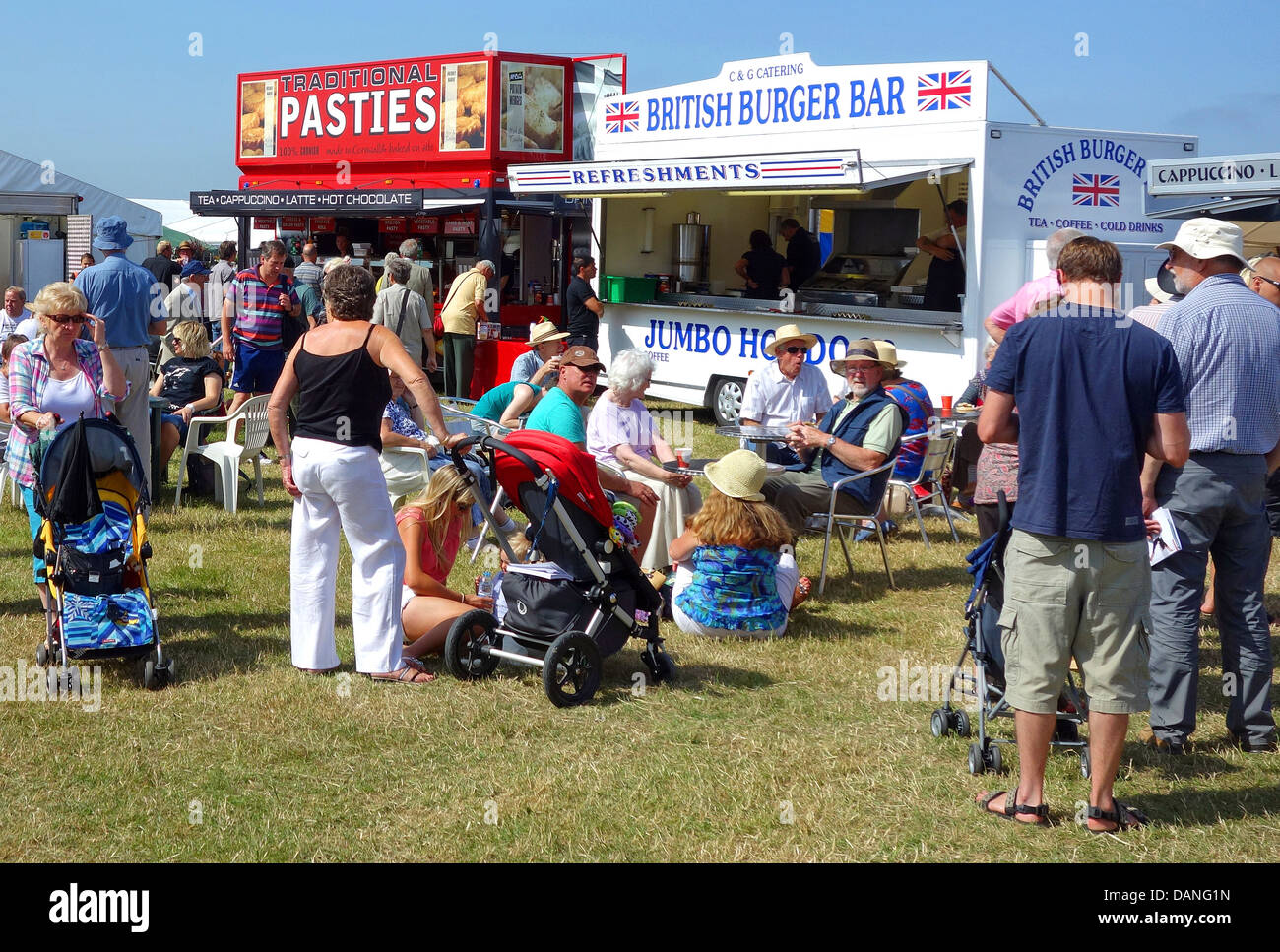 Visitors to Stithians show in Cornwall enjoying the various refreshments on offer Stock Photo