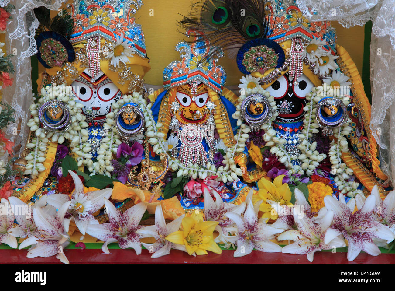 Canada, Ontario, Toronto, Festival Of India, deity statues, flowers