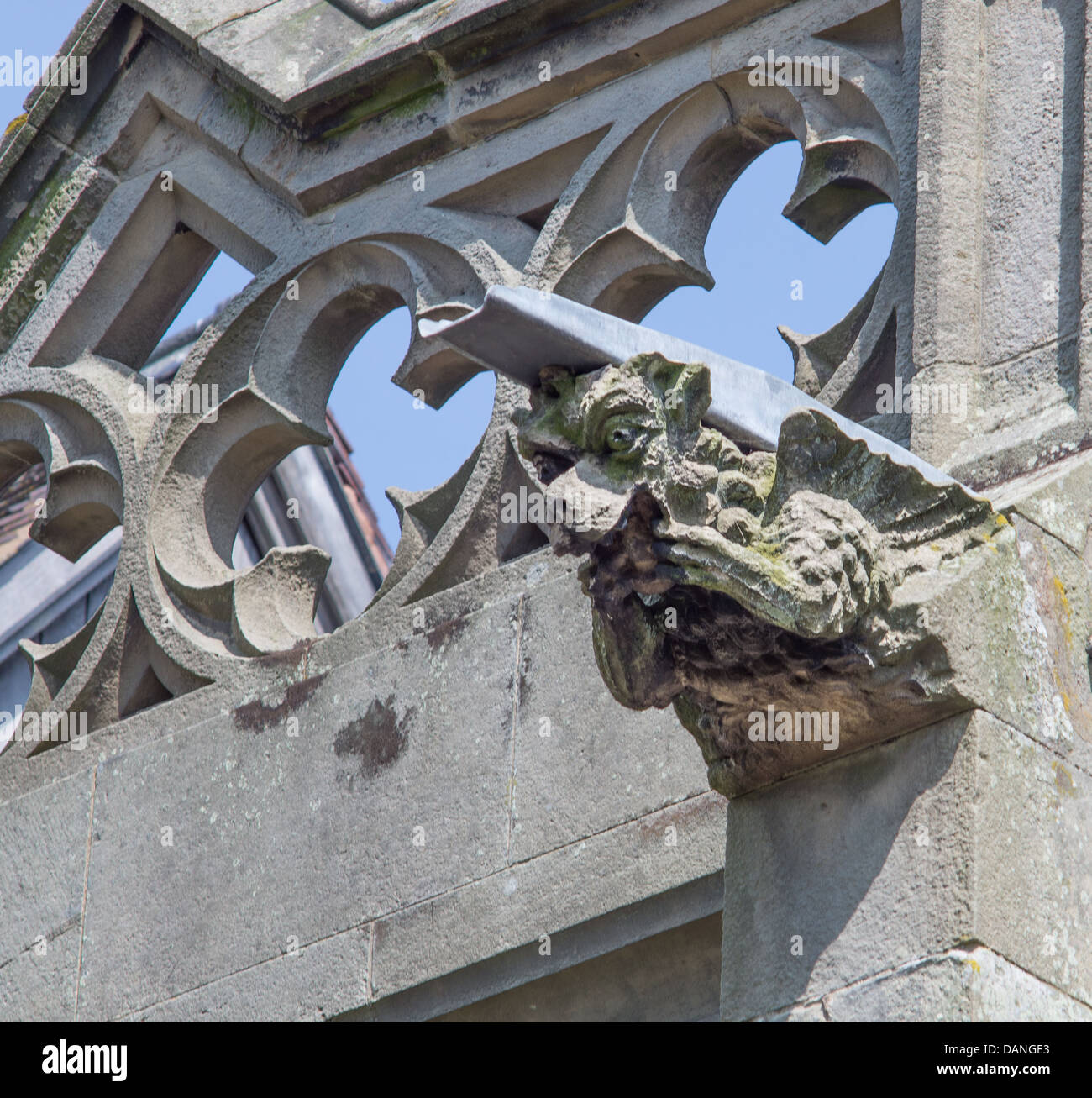 Gargoyle on a church roof near Shrewsbury Shropshire Stock Photo Alamy