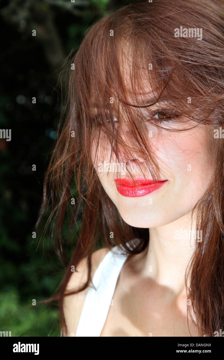 Pretty young girl red lipstick hi-res stock photography and images - Alamy