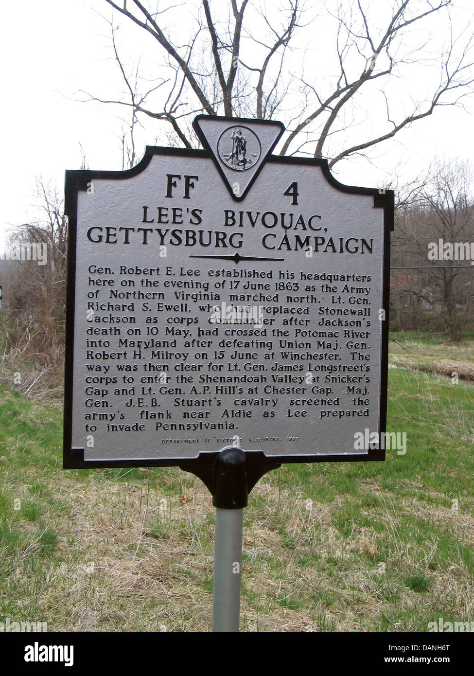 LEE'S BIVOUAC, GETTYSBURG CAMPAIGN  Gen. Robert E. Lee established his headquarters here on the evening of 17 June 1863 as the A Stock Photo
