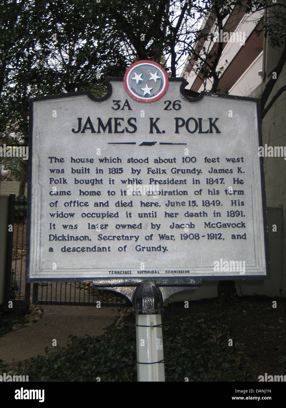 JAMES K. POLK The house which stood about 100 feet west was built in