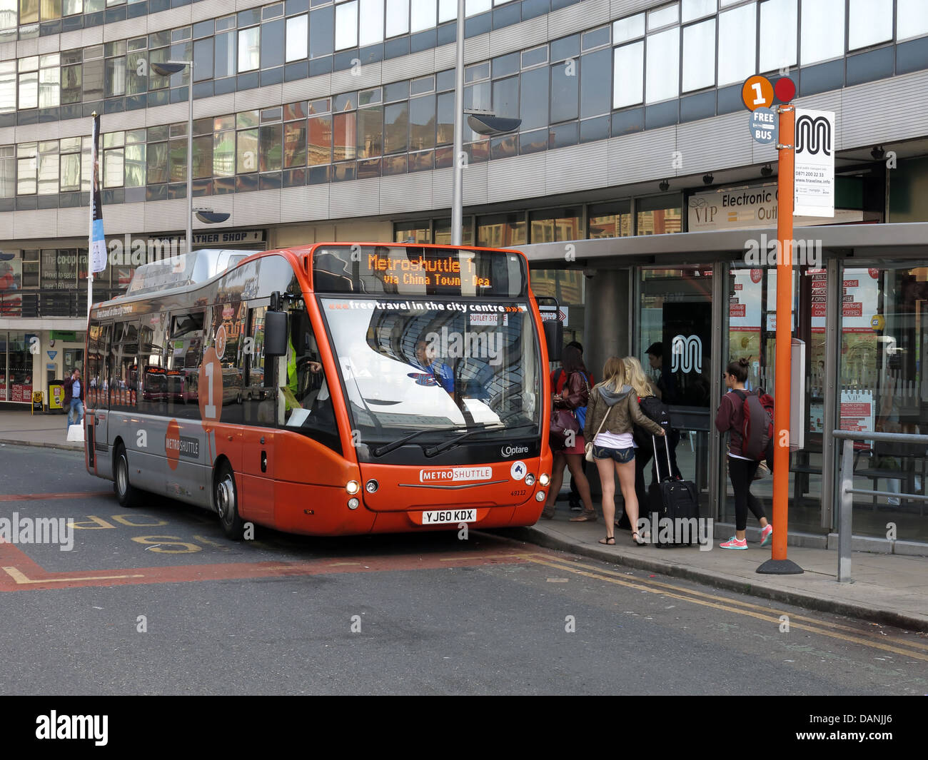 Manchester city transport free bus the MetroShuttle Stock Photo