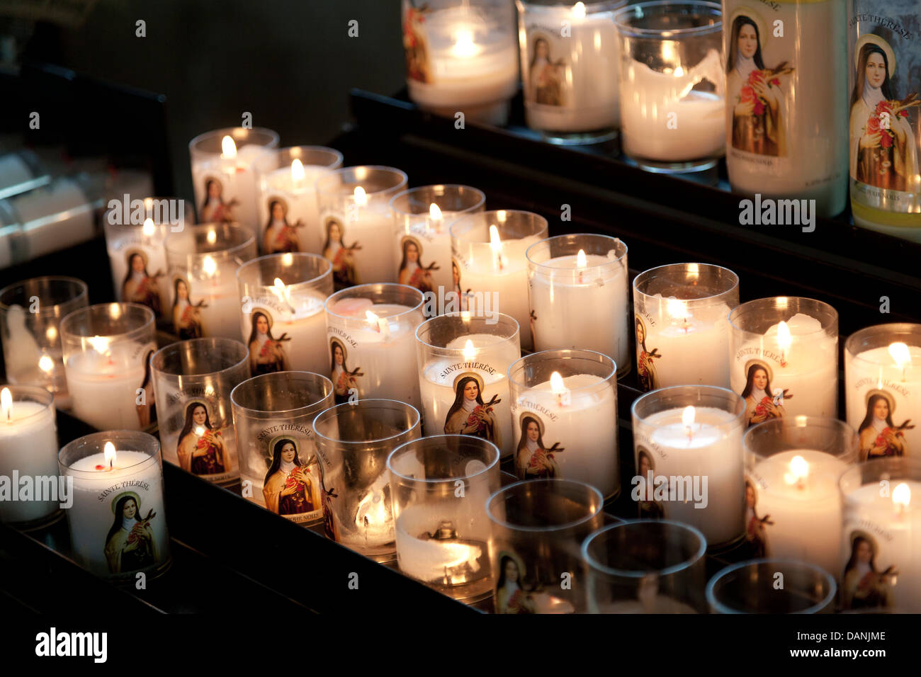 Candles in chuch of Honfleur, Calvados, Basse Normandie, France Stock Photo
