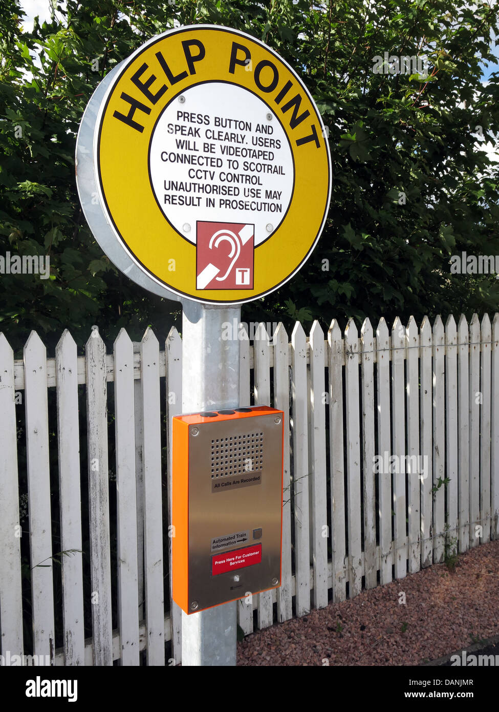 Help point train information at Slateford Scotrail railway station near Edinburgh an un-manned station Stock Photo