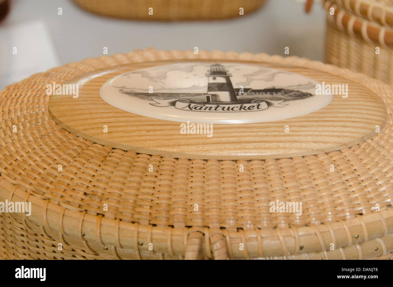 Massachusetts, Nantucket. Traditional Nantucket basket with carved