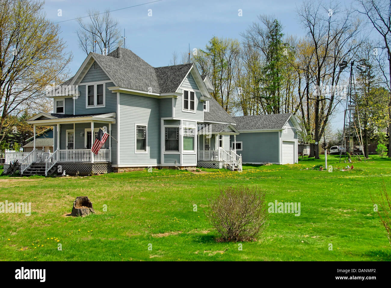 House on Main street in Thorp, Wisconsin Stock Photo