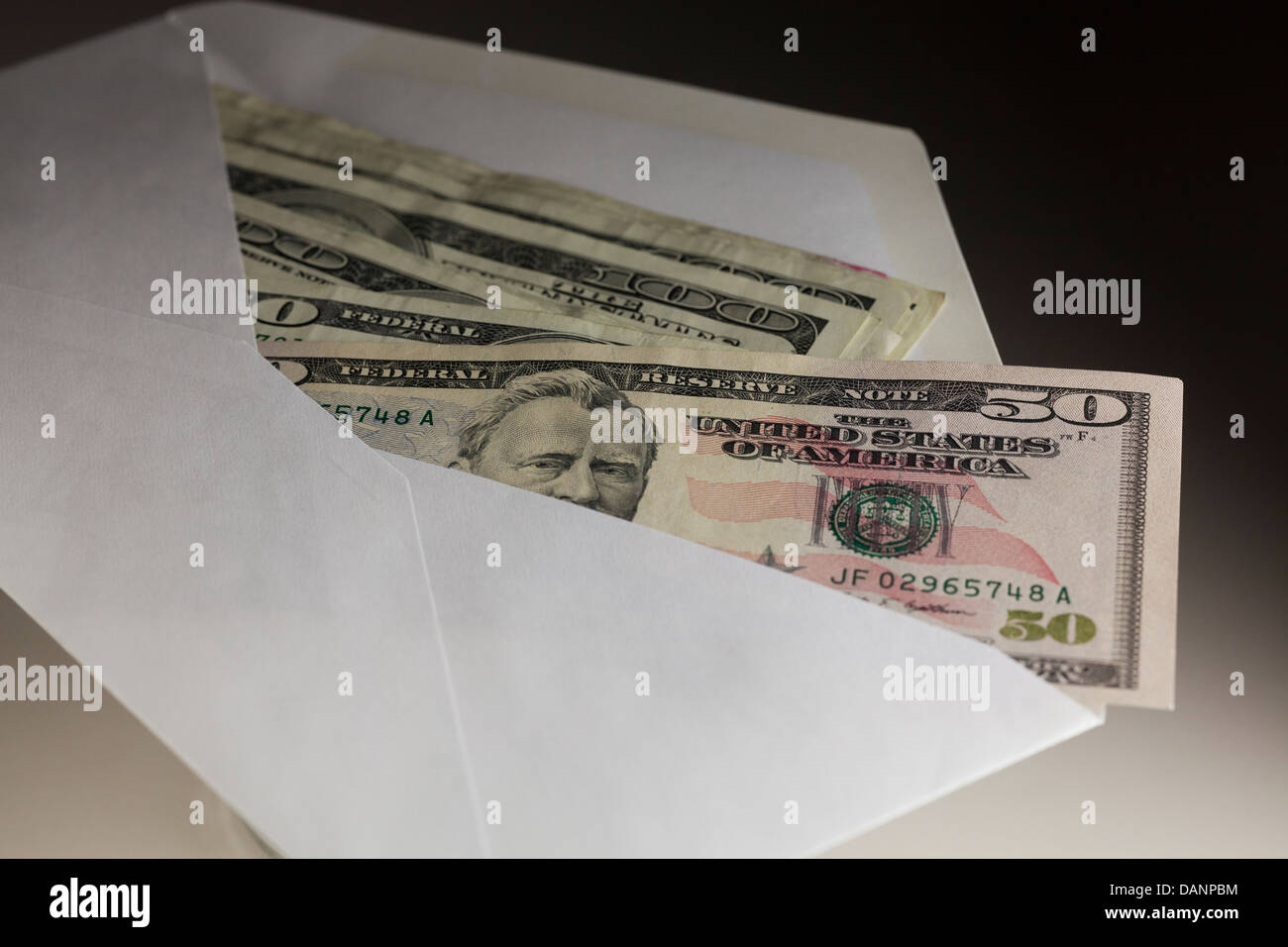 US money in envelope Stock Photo