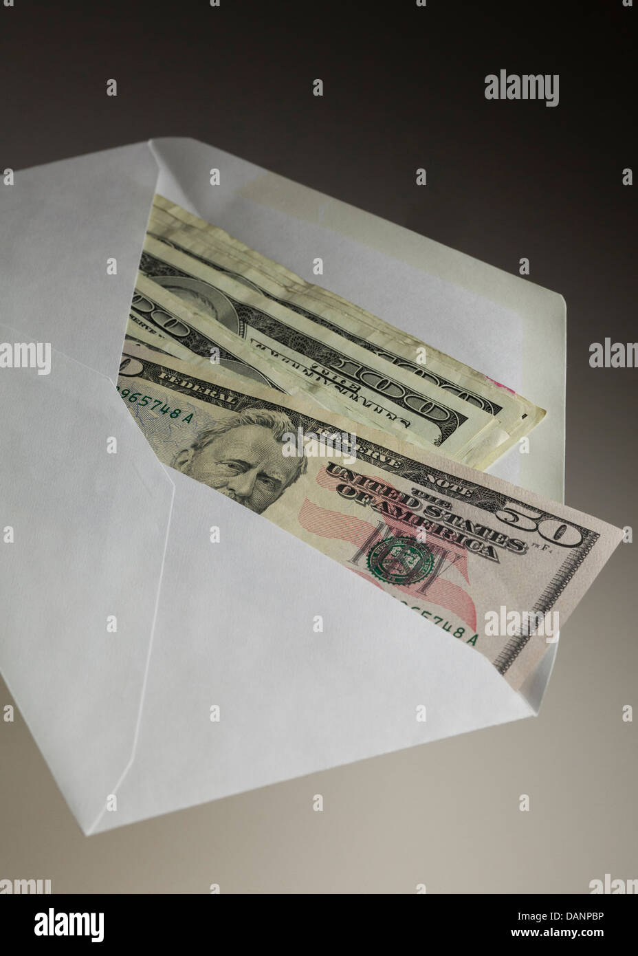 US money in envelope Stock Photo