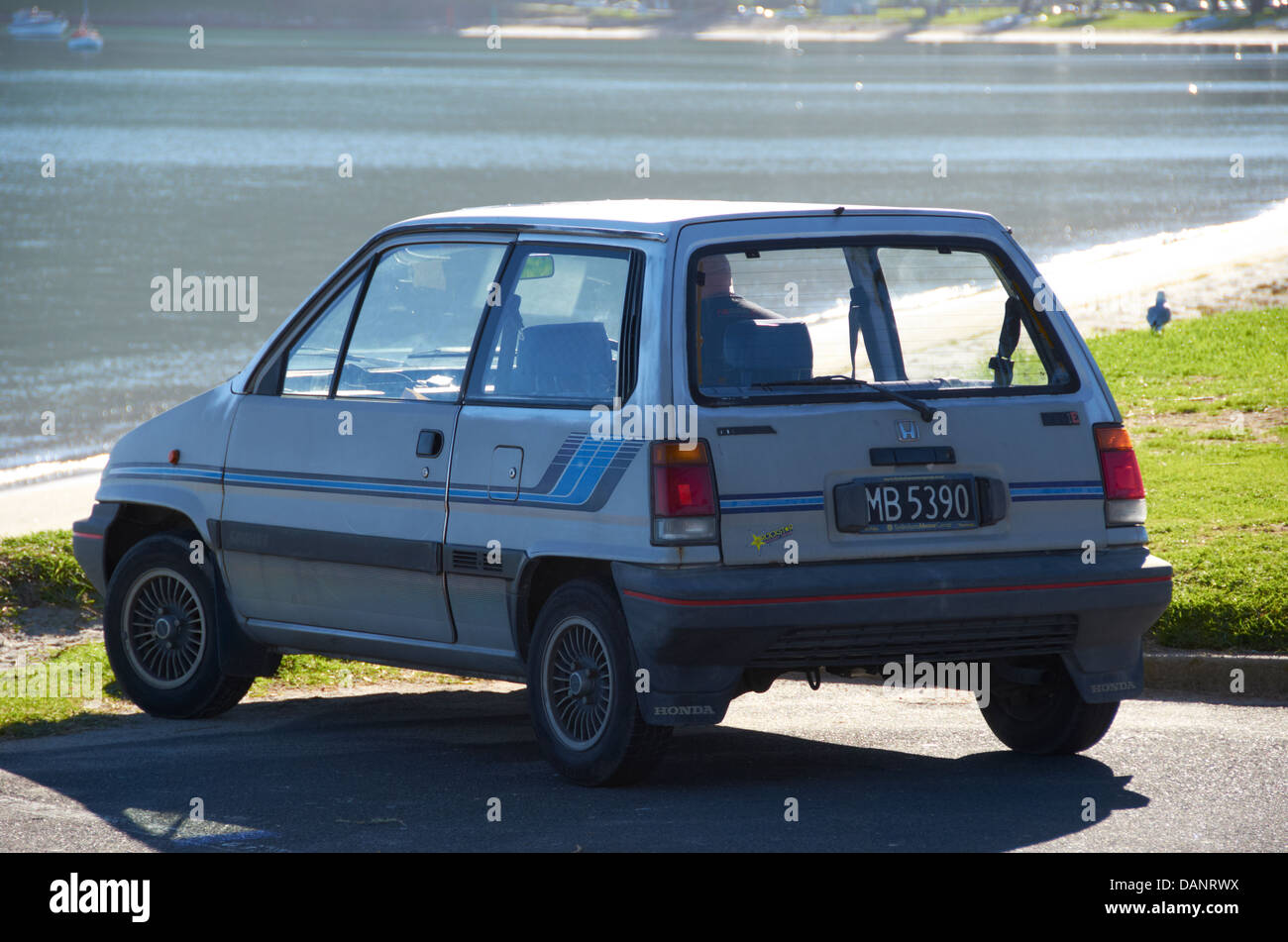 Honda City car parked by the harbour in Mount Maunganui, New Zealand. Stock Photo