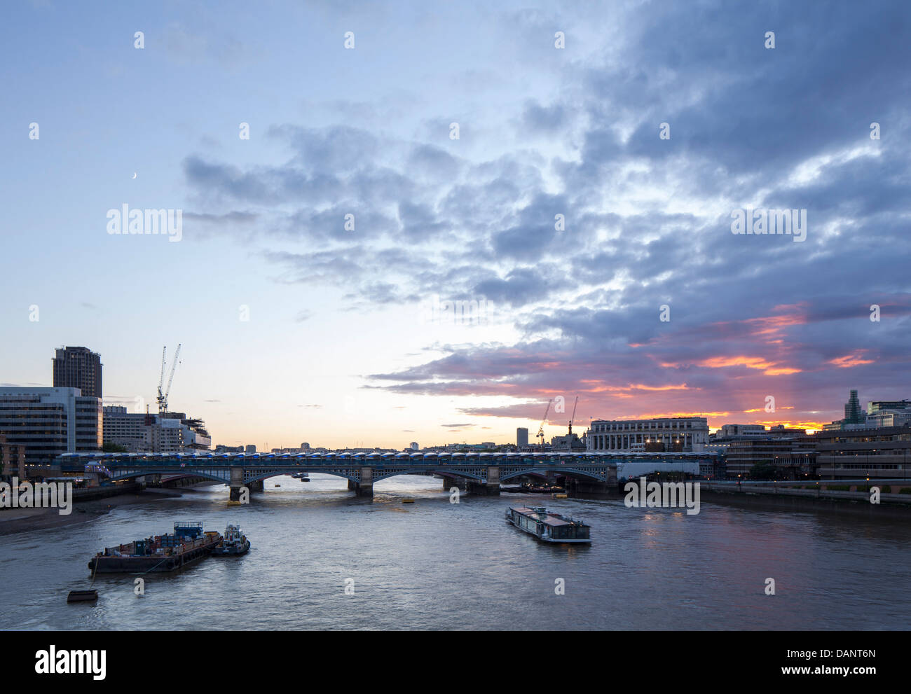 London Skyline In 2012 And 2013 with Blackfriars Station, London, United Kingdom. Architect:  Pascall+Watson, 2014. View looking Stock Photo