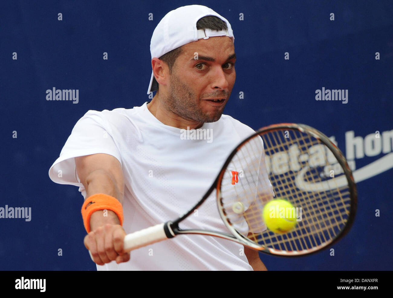 Albert Montanes from Spain hits the ball during the ATP World Tour round of  16 match