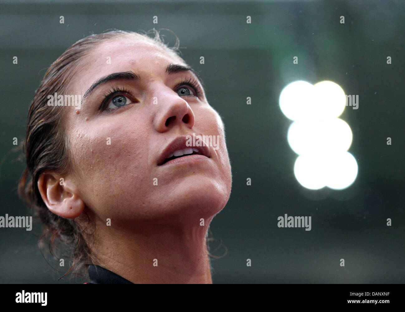 Goalkeeper Hope Solo of USA  after the semi-final soccer match of the FIFA Women's World Cup between France and the USA at the Borussia-Park stadium in Moenchengladbach, Germany, 13 July 2011. Photo: Friso Gentsch dpa/lnw  +++(c) dpa - Bildfunk+++ Stock Photo