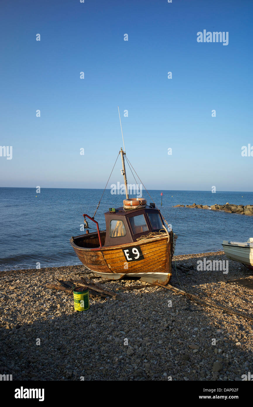 Boat on the beach at Sidmouth, East Devon, UK Stock Photo