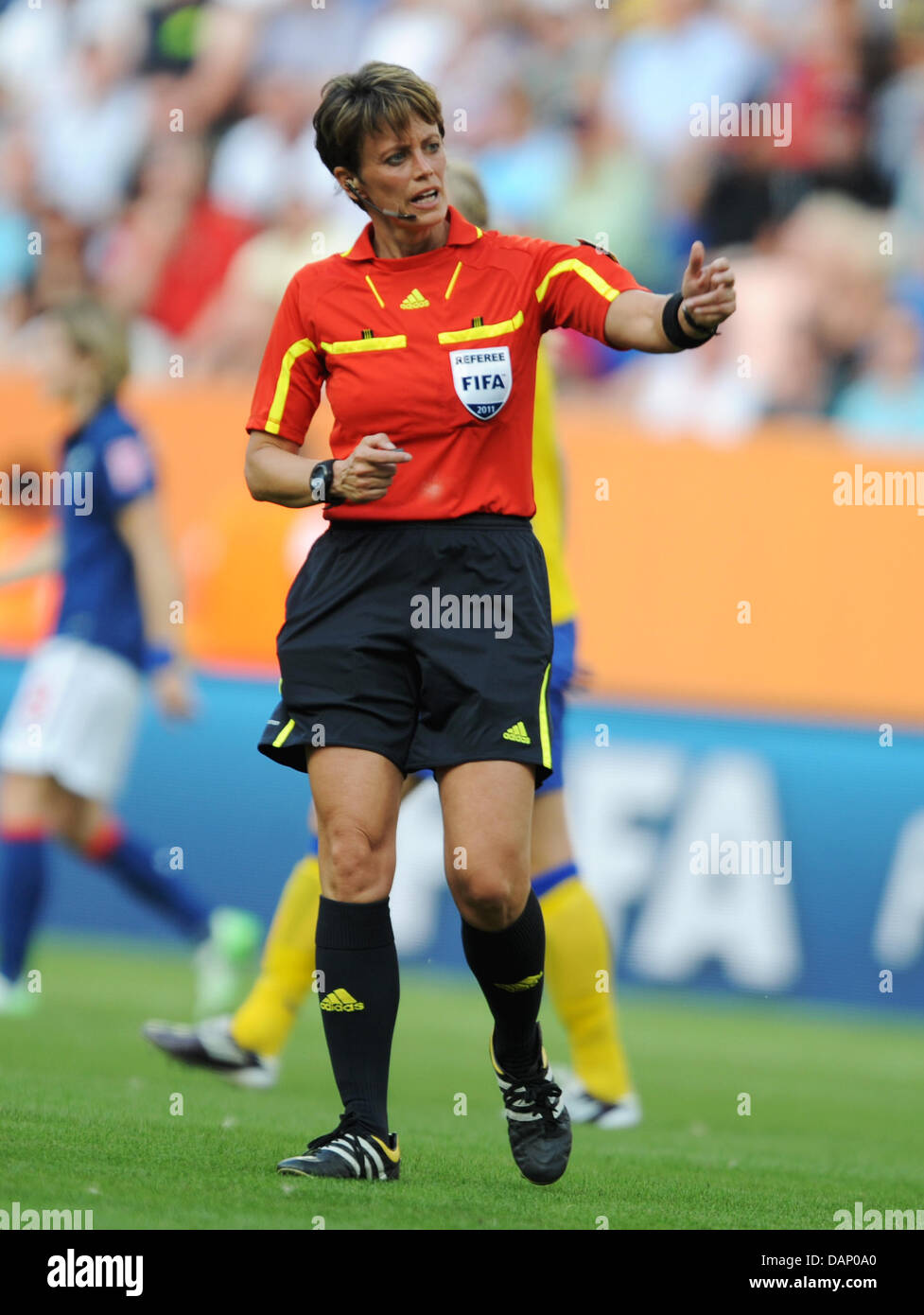USreferee Kari Seitz of USA gestures during the FIFA Women's World Cup