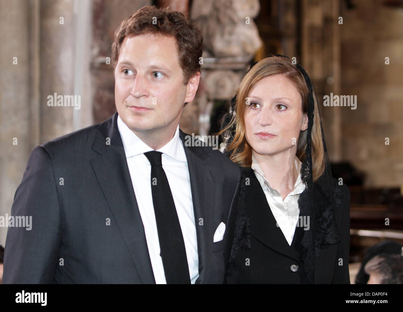 Prince Georg Friedrich von Preussen and his fiance Princess Sophie von Ysenburg attend the funeral of His Imperial Royal Highness Archduke Otto von Habsburg at the St. Stephen's Cathedral in Vienna, Austria, 16 July 2011. Photo: Albert Nieboer/RoyalPress NETHERLANDS OUT Stock Photo