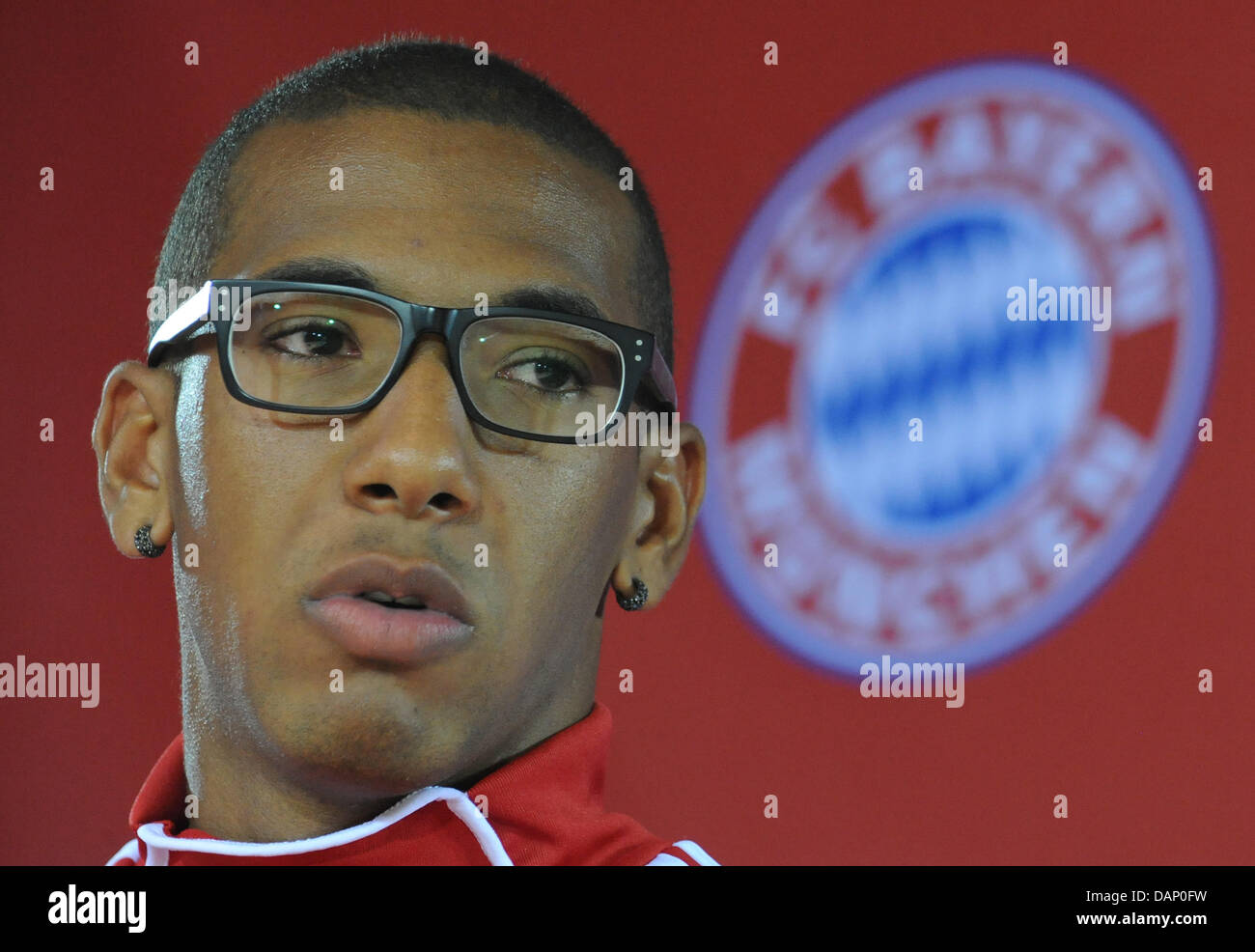 New FC Bayern Munich player Jerome Boateng attends an introductory press conference at the Bundesliga club's facilities in Munich, Germany, 17 July 2011. Photo: Andreas Gebert Stock Photo