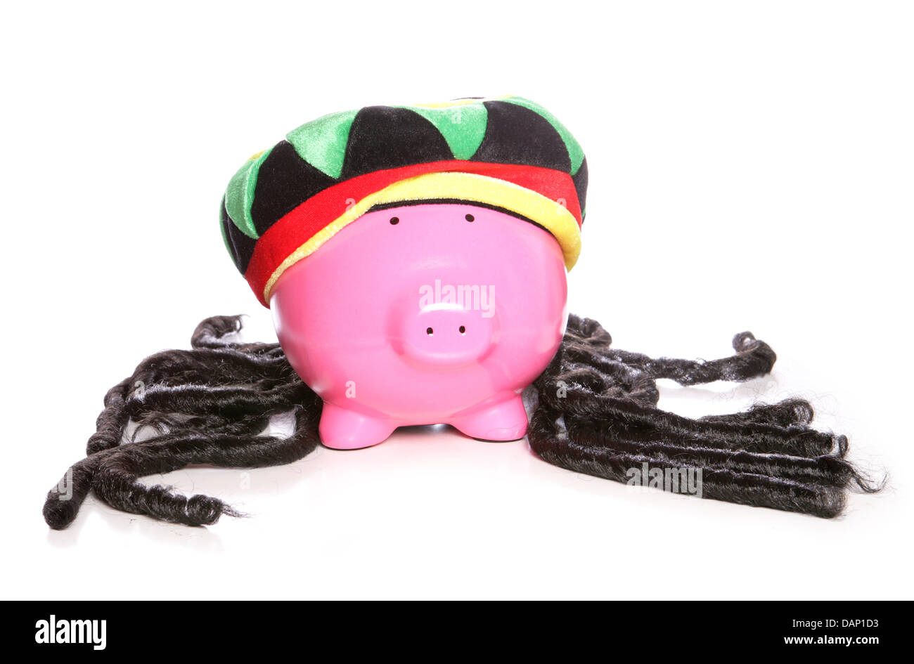 Raggae rasta jamaican piggy bank studio cutout Stock Photo