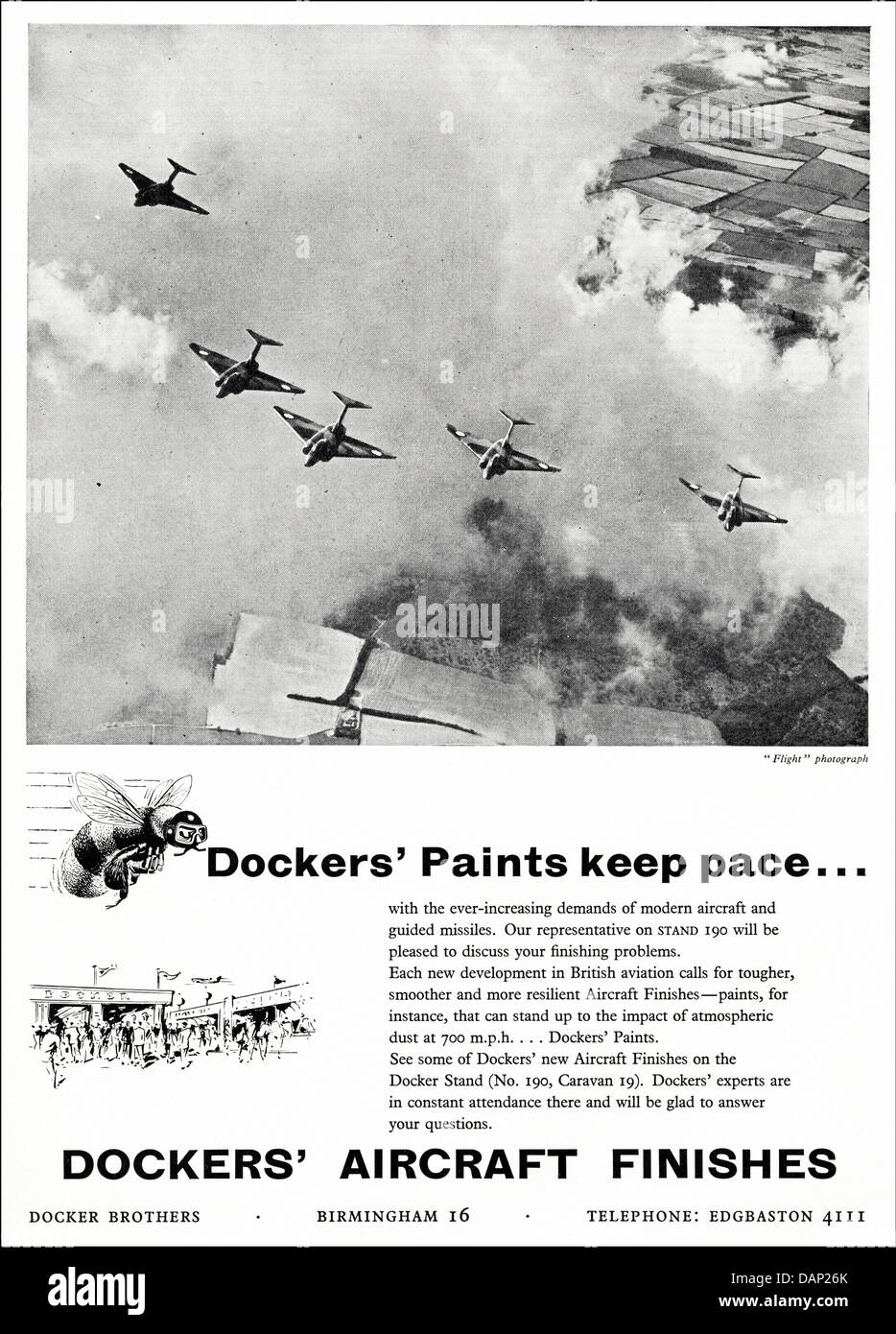 Advert for aircraft paint finishes by Docker Brothers Birmingham