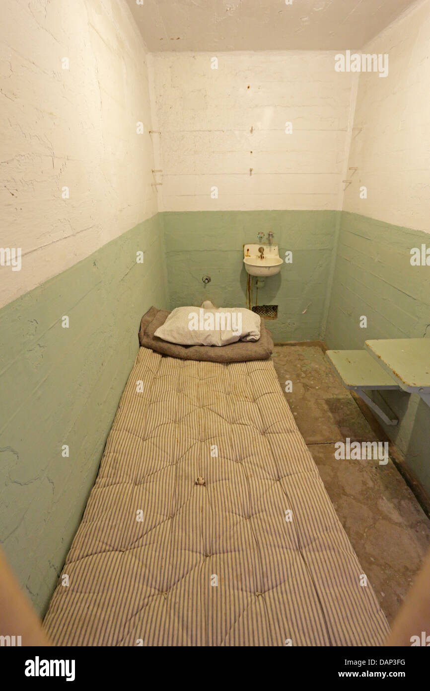 Inside of a prison cell at Alcatraz San Francisco Stock Photo