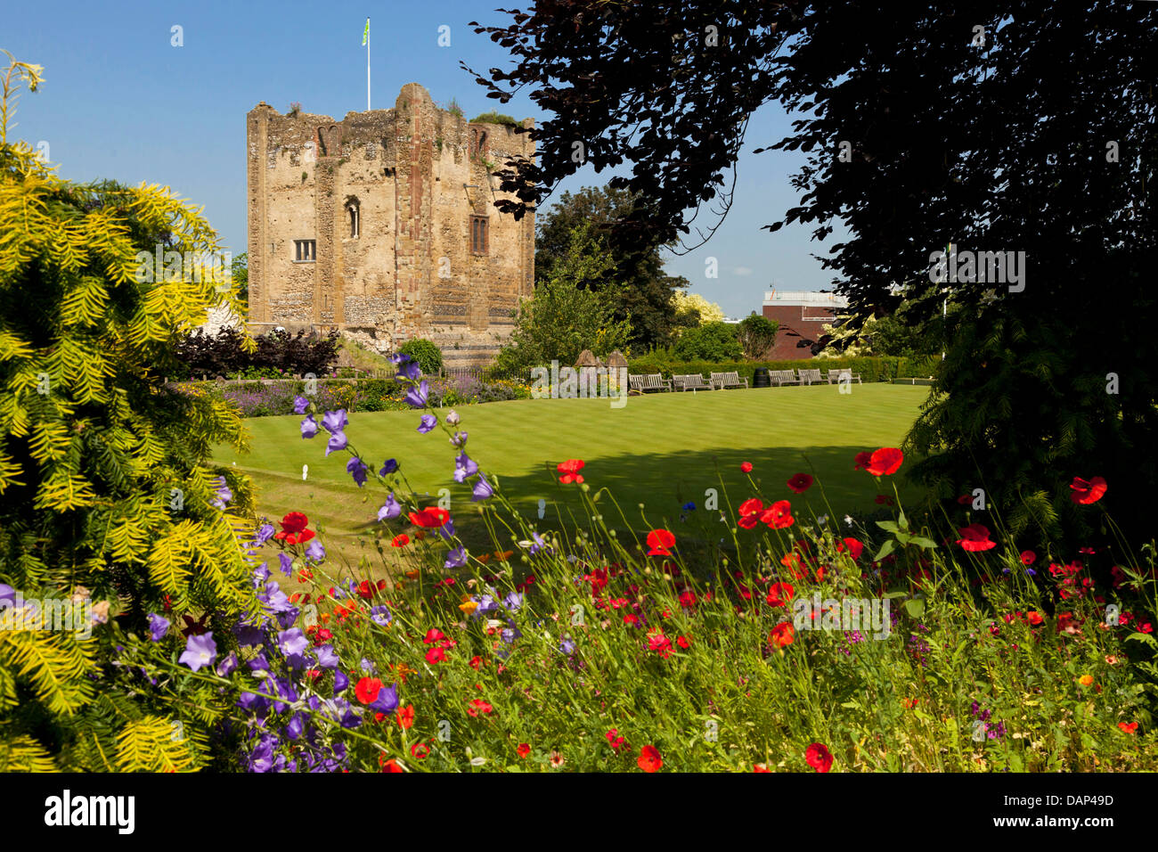 Guildford Castle and Bowls Green Surrey England Stock Photo