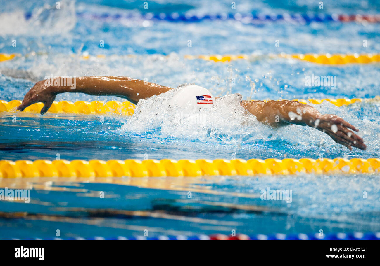 Michael Phelps of the United States is swimming in his 200m Butterfly