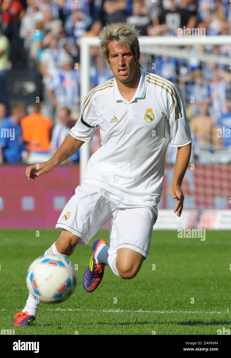 Real's Fabio Coentrao dribbles the ball during the friendly soccer match between Hertha BSC and Real Madrid at the Olympic Stadium in Berlin, Germany, 27 July 2011. Photo: Soeren Stache Stock Photo