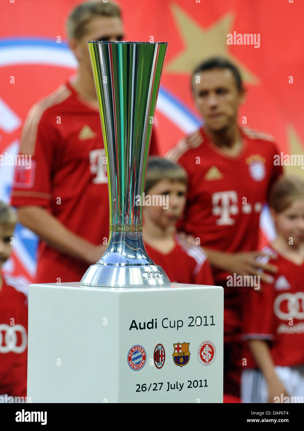 The Audi-CUP is set up during the Audi Cup final soccer match between FC  Bayern