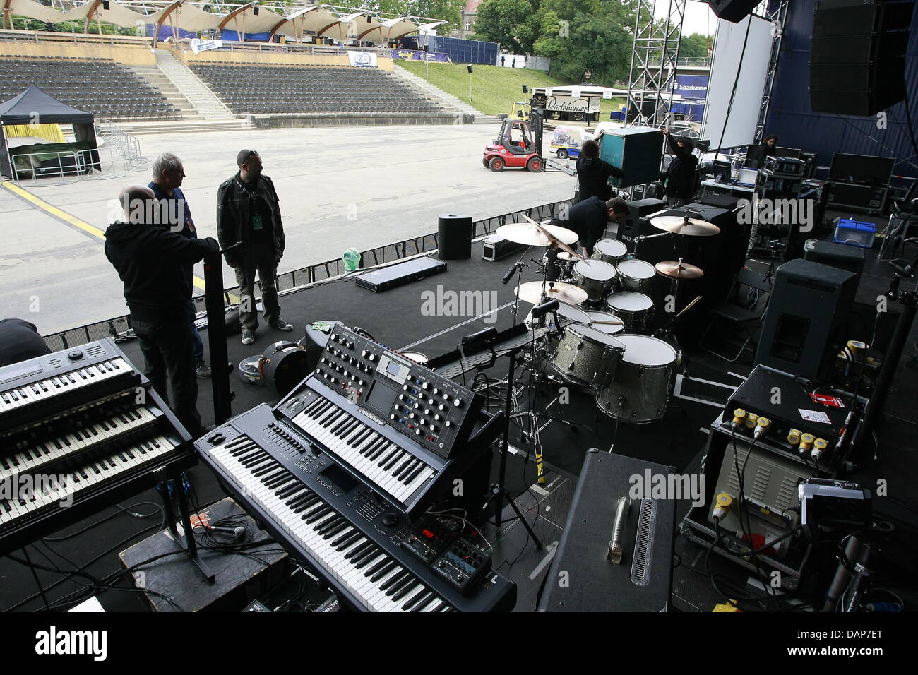 The instruments on stage are pictured prior to the concert of Deep ...
