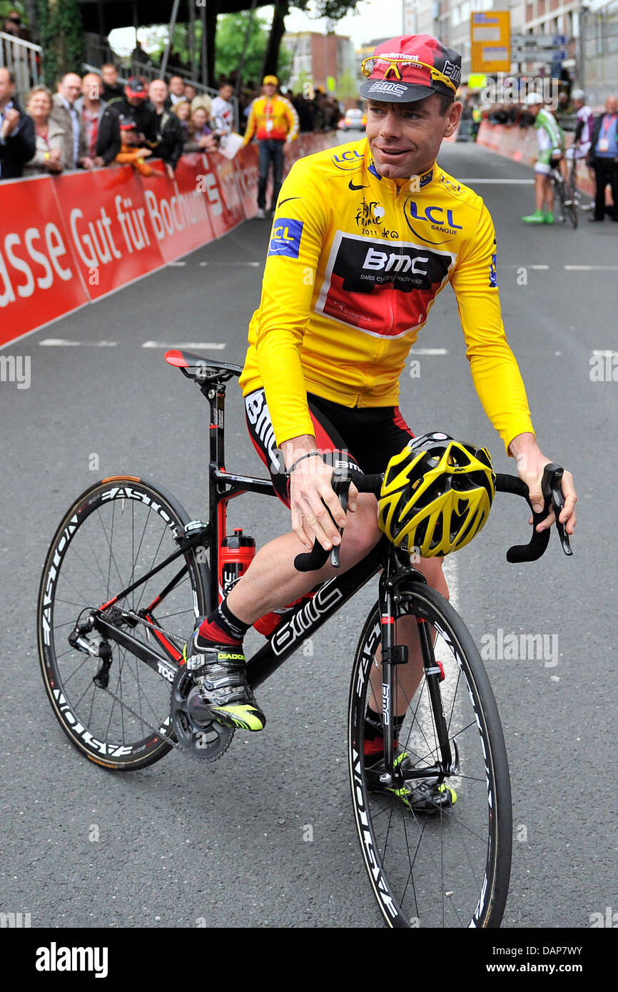 Winner of the Tour de France Cadel Evans (Australia) is pictured shortly before the road race Sparkassen Giro in Bochum, Germany, 30 July 2011. According to the organisers, it was the last public performance of the Australian in Germany at a bicycle race after the Tour de France. Photo: Marius Becker Stock Photo