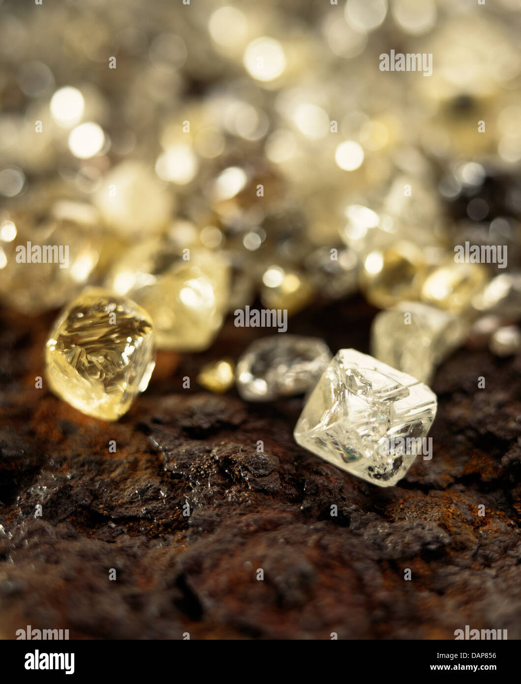 Rough alluvial diamonds, South Africa Stock Photo