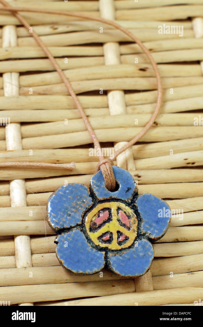 clay pendant pacifist handmade the symbol of peace Stock Photo