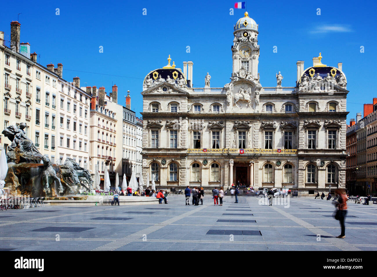 The famous Terreaux square in Lyon city Stock Photo