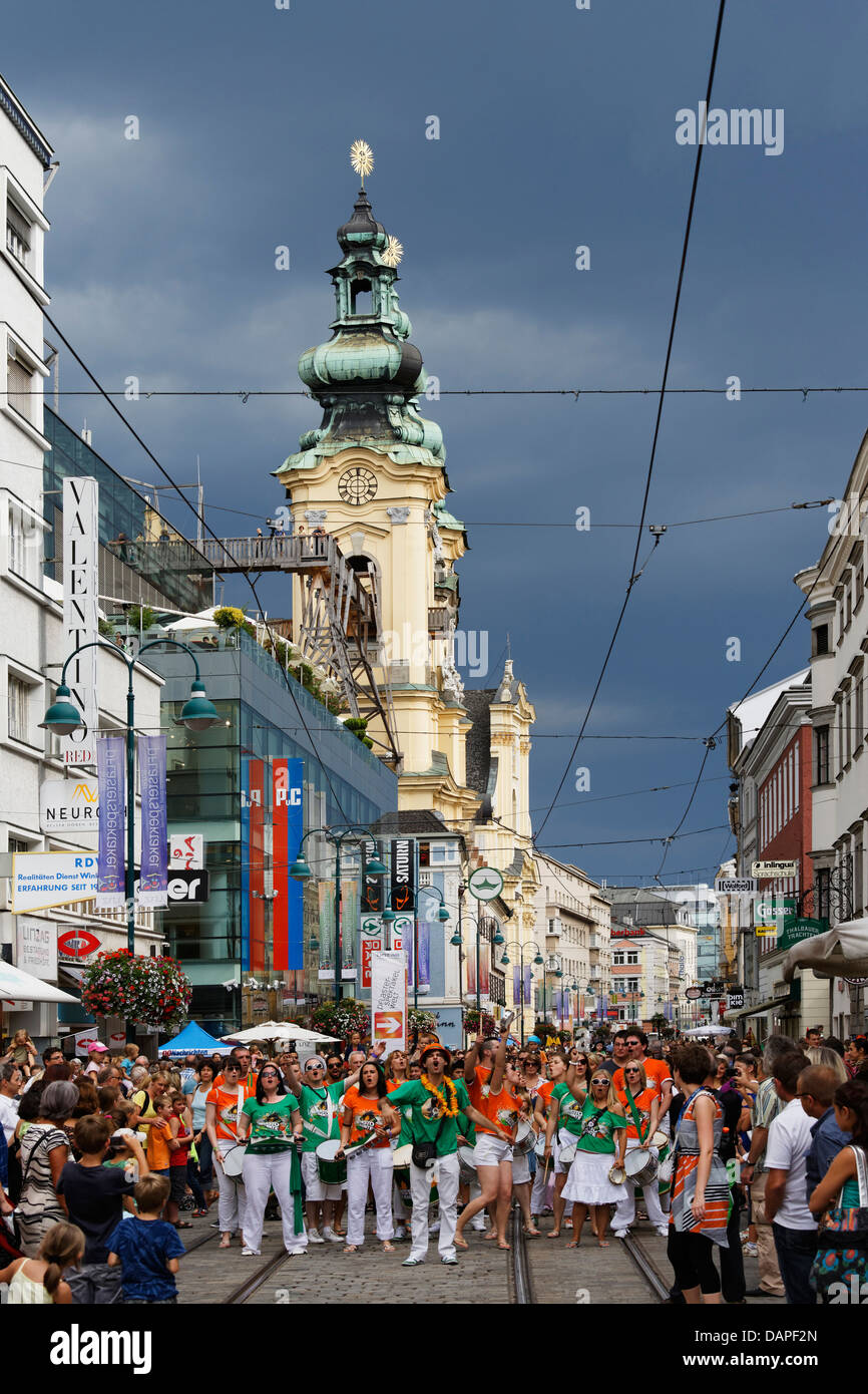 Austria, Upper Austria, Linz, People celebrating street art festival ...