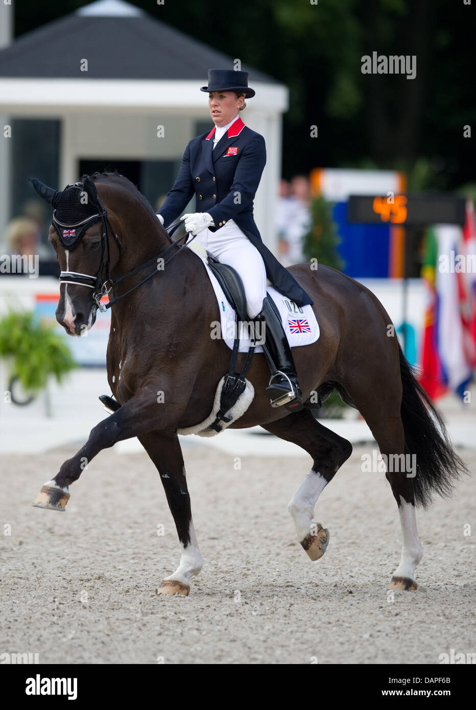 British dressage rider Charlotte Dujardin rides her horse Valegro