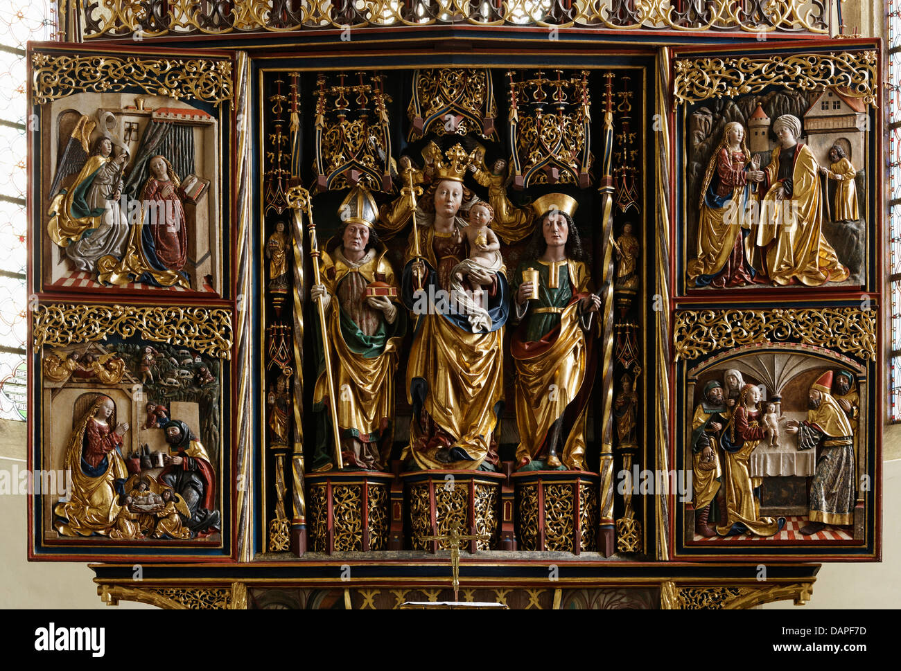 Austria, Upper Austria, Gampern, Winged altar in Parish Church Stock Photo