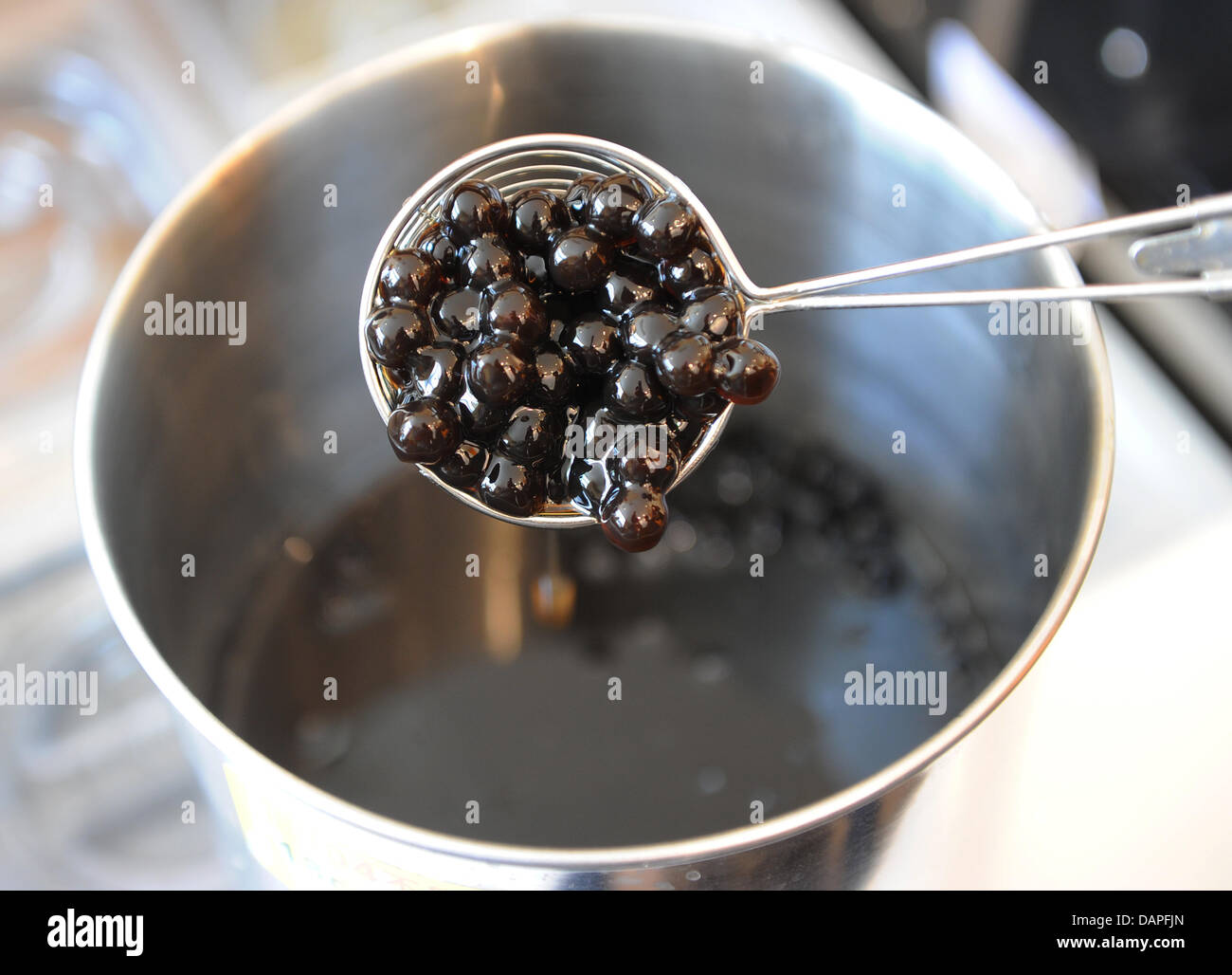 Tapioca bubbles for the latest cult drink Bubble Tea or Bubble Milk Tea ...