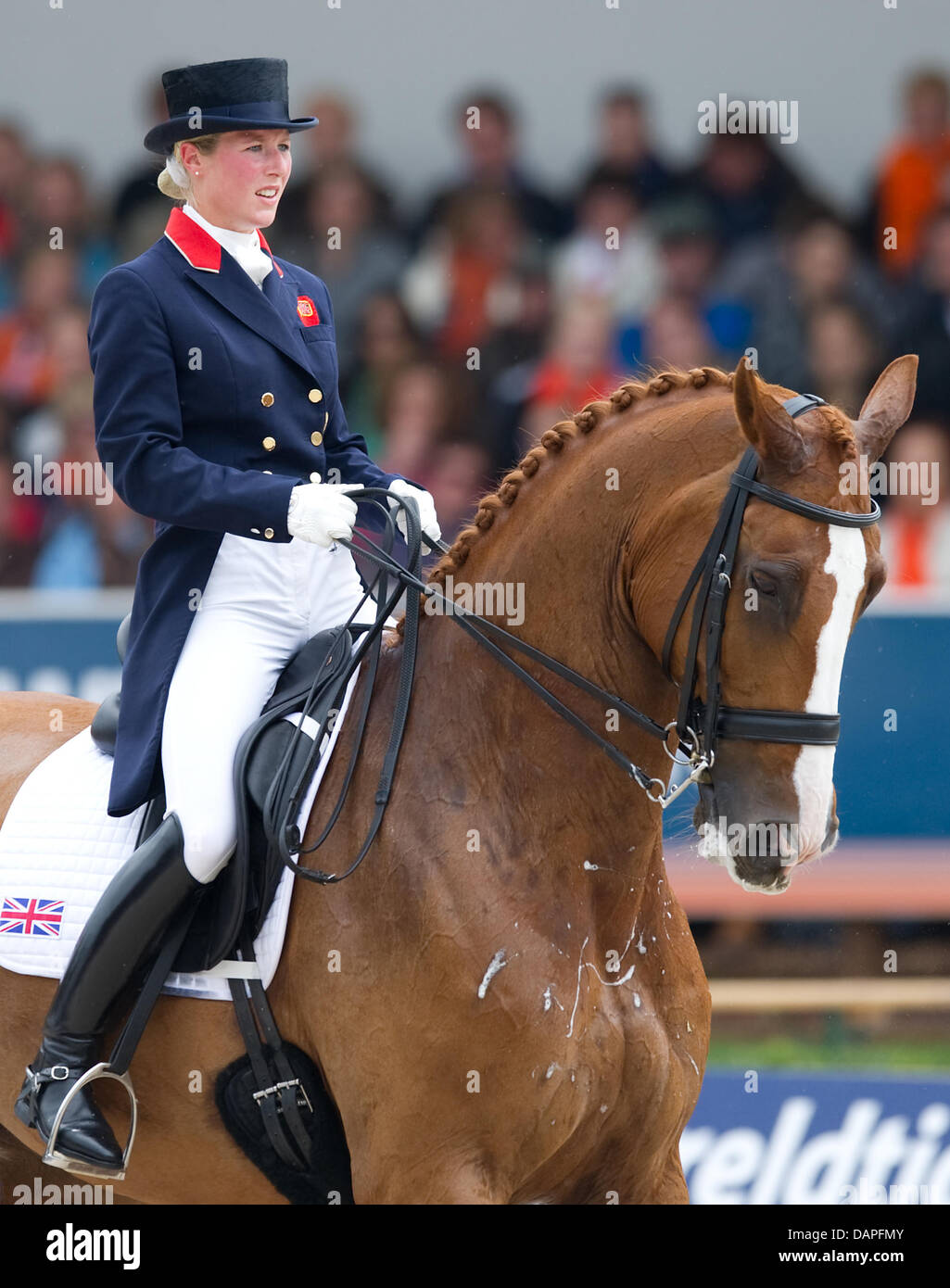 British dressage rider Laura Bechtolsheimer rides her horse Mistral